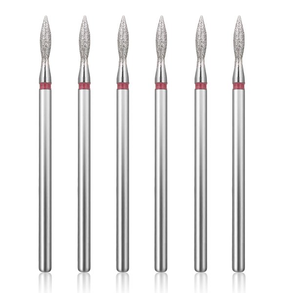 Lusofie 6 Pcs flame Nail Drill Bits Set, Cuticle Drill Bit 3/32 inch Diamond Carbide Cuticle Remover Drill Bits for Nails Professional Cuticle Clean Nail Drill Bit Safety Remove Cuticle Dead Skin Cleaner Tool