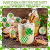 48Pcs St Patricks Day Stickers for Kids,1.5in Green Irish Shamrock Clover Label Self Adhesive Stickers,Saint Patricks Day Decorations Party Decals Seals Cards Envelopes Rewards Scrapbooking Supplies