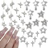 32Pcs Star Nail Charms 3D Silver Nail Charms Rhinestones for Acrylic Nails Designs Star Nail Gems Starlight Nail Jewels Shiny Crystal Nail Art Supplies for Women Girls DIY Manicure Charms Accessories