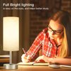 Touch Table Lamp for Bedroom Nightstand - Bedside Lamp with USB-C USB-A Charging Ports White, 3 Way Dimmable Control Small Lamp Fabric Shade Silver Base for Bedroom, Office, Living Room, Reading