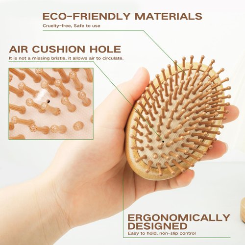 Natural Bamboo Hair Brush(No handle) Combetter, Massaging Scalp, Detangling brush for Women, Men &Kids, Eco-friendly Natural Wooden for All Hair Types