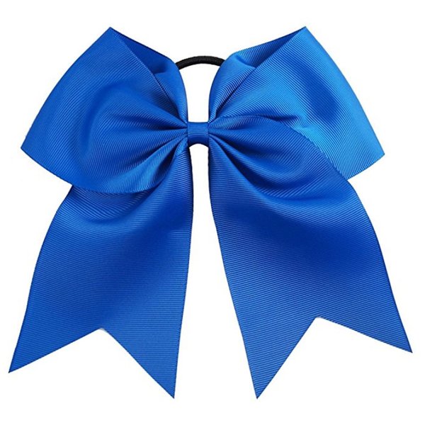 Cheer Bows Blue Cheerleading Softball - Gifts for Girls and Women Team Bow with Ponytail Holder Complete your Cheerleader Outfit Uniform Strong Hair Ties Bands Elastics by Kenz Laurenz (1)