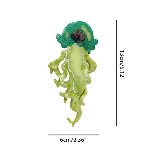 Fantasy Jellyfish Hair Clip,Acetate Hair Clip,Small Claw Clip for Women,Green
