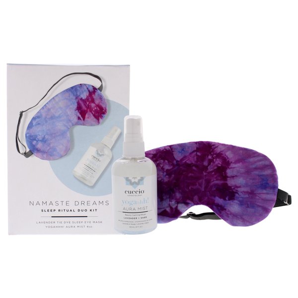 cuccio SOMATOLOGY Namaste Dreams Duo Kit for Unisex - 2 Pc 4oz Yogahhh Aura Mist, 1 Pc Lavender Tie Dye Sleep Eye Mask