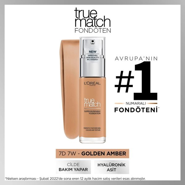L'Oreal Paris True Match Foundation 30ml - 7W Golden Amber