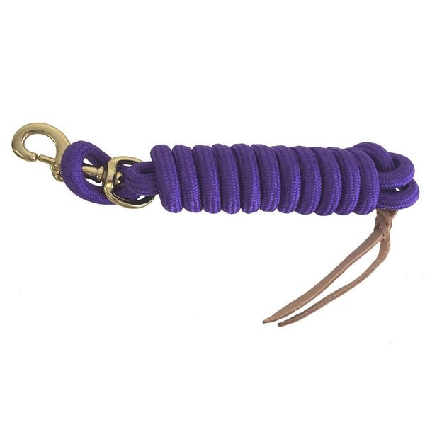 AJ Tack 9 Foot Nylon Lead Rope with Leather Popper Purple