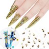 735 Pieces Gold Nail Rhinestones for Acrylic Nails Gold Stones for Nails Crystals 3D Nail Diamonds Art Decoration Crafts DIY (Gold AB)
