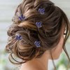 Casdre Crystal Bride Wedding Hair Pins Bridal Hair Piece Wedding Hair Accessories for Women and Girls (Pack of 5) (B Blue)