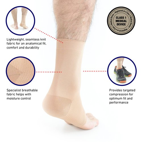 Neo-G Airflow Ankle Compression Sleeve - Sports, Daily Wear - Compression Ankle Brace, Tendonitis Support, Compression Ankle Support for Weak Ankles and Joint Pain - Airflow - S – Beige