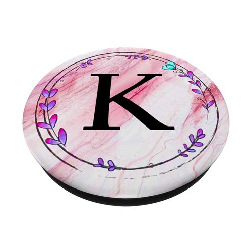 Cell Phone Pop Out Holder,Pink Purple Blue Flower Letter K PopSockets Grip and Stand for Phones and Tablets