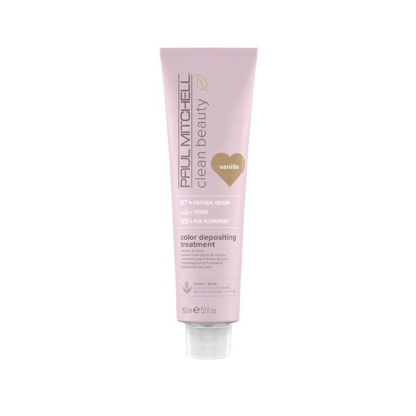 Paul Mitchell Clean Beauty Color-Depositing Treatment, For Refreshing + Protecting Color-Treated Hair, Vanilla, 5.1 fl. oz.