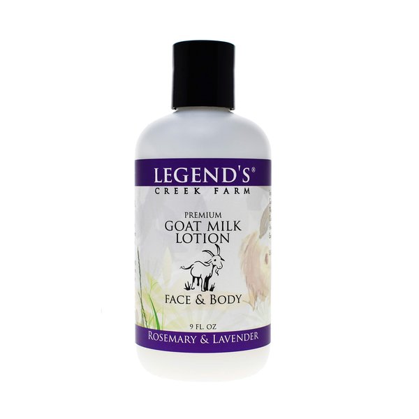 Legend's Creek Farm Goat Milk Lotion - Moisturizing Goat Milk Body Lotion for Body, Hand & Face - 9 oz Body Moisturizer with Shea Butter, Sunflower Oil, Aloe, Handmade in USA (Rosemary & Lavender L.)