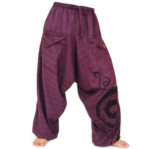 Siamrose Boho Hippie Harem Pants, Baggy Pants Men Women, One Size (Purple)