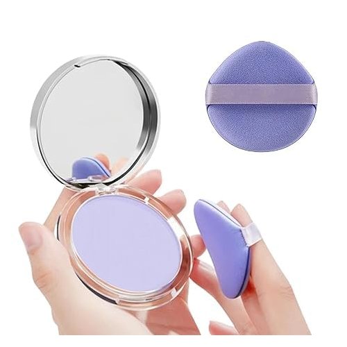 Chillab Lavender Matte Powder, Oil Control Face Pressed Chillab Lavender Matte Powder, Jelly Pressed Setting Powder with Mini Powder Puff