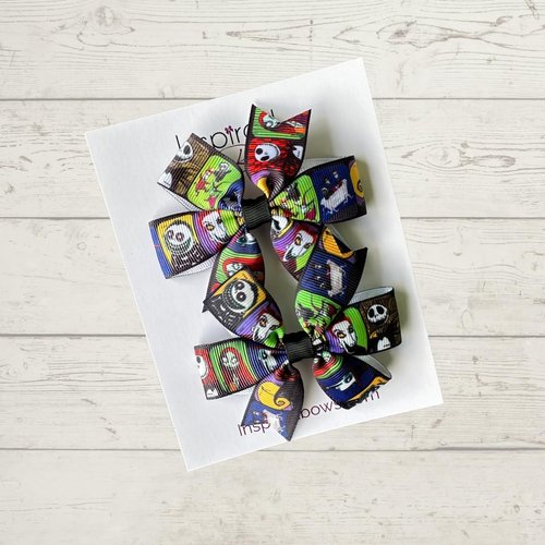 Nightmare Inspired Halloween Hair Bow Set - 2 included