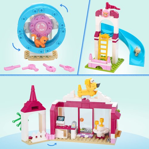 Tblicked Girls Friends Pet House Building Sets, Dogs & Cats Day Care Center Building Toy 244 Pcs, Pet Playground with Slide, Puppy Animal Playset Creative Birthday Gift for for Girls Boys Ages 6+