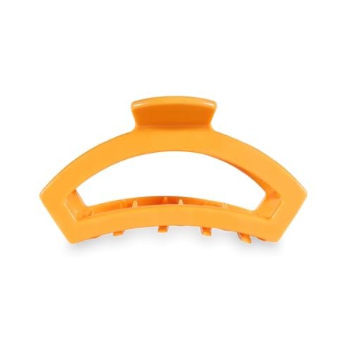 TELETIES - Medium Open Hair Clip - Summer Collection - Hair Claw Clips for Women - Strong Grip, Bendable Teeth, Curved Design - For All Hair Types and Textures - Mango for it!