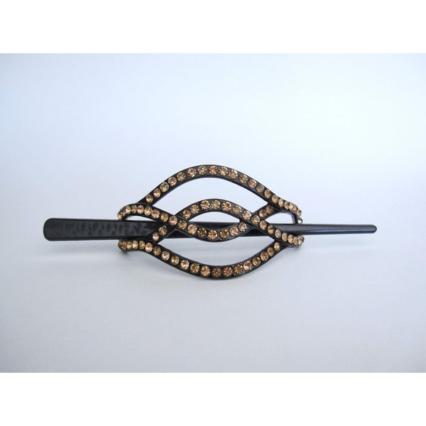 Generic Gold crystal art deco black acrylic hair slide stick clip barrette