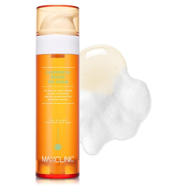 MAXCLINIC [K-Beauty] Calendula Biome Cleansing Oil to Foam | Daily Face Wash Oil Based Cleanser Foam | Korean Oil Foaming Face Cleanser | Hydrating Facial Cleanser for Dry Sensitive Skin (3.72 fl oz)