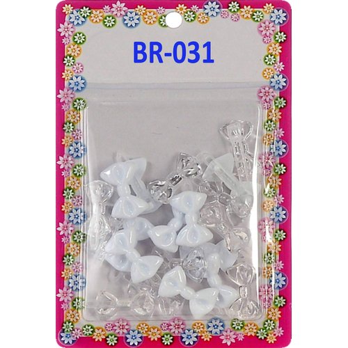 Tara Girls Self Hinge Plastic Bow Hair Barrettes 20 Pieces Selection (Clear White)
