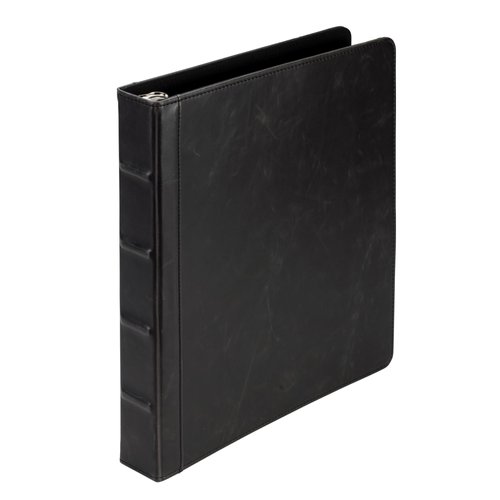 Samsill Vintage Hardback 3 Ring Leather Black Binder, Professional Binder Organizer, Planner Binder, 1 Inch 3 Ring Binder, Letter Size 8.5 x 11, No Zipper, Faux Black Leather