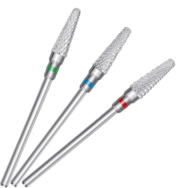 ASWEINA 3 pcs/Pack Nail Bits for Acrylice Nail, 3/32" Tungsten Carbide Tapered Drill Bits for Nails Professional Fast Removing Acrylic Hard Gels Nail Efile Bit For Electric Machine (L4)