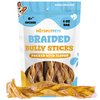 hotspot pets 6-Inch Braided Bully Sticks for Dogs – All-Natural, Long-Lasting Chews – Low Odor, Fully Digestible, High-Protein Treats – Rawhide-Free Dental Chews for Aggressive Chewers (8 Ounce)