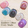 MIZHSE Cat Eye Gel Nail Polish: Glitter Rainbow Holographic Gel Polish with Magnet, Reflective Translucent UV Gel for Nail Salon Home DIY, Sliver Rainbow 10Ml