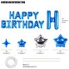 CANREVEL Happy Birthday Banner 13pcs 16 Inch Mylar Foil Letters with 12pcs Star Balloons Birthday Party Decorations for Kids and Adults - 3D Blue
