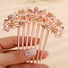 Missgrace Boho Shiny Flower Floral Hair Combs Blue Pink Purple Bridal Wedding Hair Crystal Rhinestones Women Hair Side Combs Hair Accessories for Women (Champagne)
