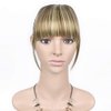LEEONS Fringe Bangs Synthetic Hair Extensions Clip in Bangs 6" Short Straight Hairpiece Front Neat Bang Two Side Blonde(18H613#)