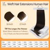 Full Shine Weft Hair Extensions Human Hair Color Dark Brown Human Hair Extensions Sew In Hair Extensions 105G Remy Straight Hair Weft Extensions Straight Human Hair Extensions Silky Hair 16 Inch