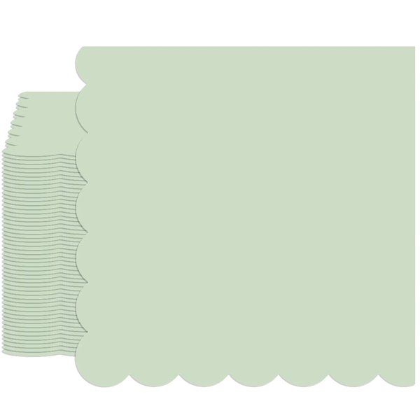 40PCS Sage Green Napkins 2 Ply Sage Green Cocktail Napkins Disposable 6.5 x 6.5 Inch Green Beverage Dessert Napkins Scalloped Napkins for Dinner Wedding Bridal Anniversary Birthday Party Supplies