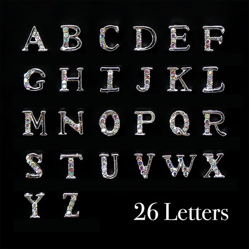 Letters Nail Charms for Acrylic Nails，52PCS Sliver Letters Nail Rhinestones Decoration,Nail Jewels Y2K Cute Accessories for Nail Art Supplies Manicure Craft DIY BBATT-HAPPY