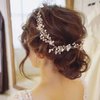 Chargances Wedding Crystal and Pearl Hair Vine Extra long Bridal Hair Vine Headpiece Hairpiece Bohemia Headband Gold Hair Vine Bridesmaid Boho Bridal Headpiece Hair Vine for Bride Jewelry (gold)