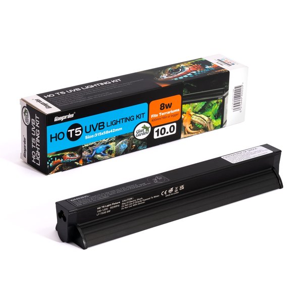 Giangarden T5 UVB Lighting Combo Kit, Reptile Light Fixture with UVB 10.0 Fluorescent Tube Ideal for Tropical and Deserts Such as Bearded Dragon Lizards and Tortoises(8W-13in)
