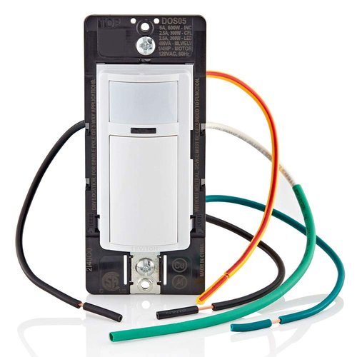 Leviton DOS05-1LZ Motion Sensor Light Switch, Motion Activated, Auto-On/Auto-Off, 5A, No Neutral Wire Required, Single Pole or 3-Way, White/Ivory/Light Almond