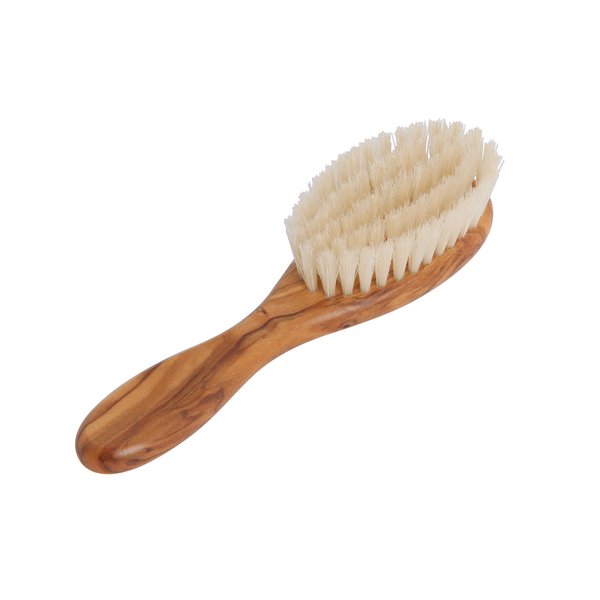 Redecker Goat Hair Children's Hairbrush with Waxed Olive Wood Handle, 5-7/8-Inches