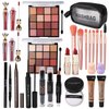 Makeup Kit All-in-one Makeup Gift Set for Women Full Kit,including travel makeup bag, makeup brush set, eyeshadow palette, lip gloss, foundation, highlighter, mascara, eyeliner, eyebrow pencil(BLACK)