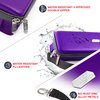 Quiver Time Purple Bolt Card Carrying Case - Playing Card Case Holder for Trading Cards, MTG Card Storage Bag Deck Box Card Case (+Wrist & Shoulder Strap, Dividers + 100 Apollo Card Sleeves)