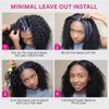 Domiso New Super V Part Human Hair Wig 200% Density Kinky Curly V Part Wig Pre-Minimum Leave Out Glueless Wigs Beginner Friendly with Anti Slip Elastic Band and Removable Clips Curly Wig 16 Inch