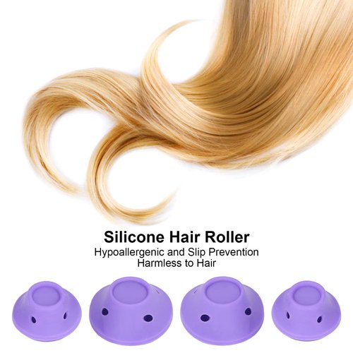 Silicone Hair Curlers Set,20Pcs No Clip Heatless Hair Curlers Roller,Mushroom Shaped Hair Curlers Set for Girls Women DIY Wave Hair Style Tool Purple
