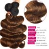 KLAIYI Ombre Brown Highlight Body Wave Human Hair Extensions 3 Bundles of 20 20 20Inch Balayage Honey Blonde Virgin Hair Weaves for Women Double Wefts Wavy Remy Hair with Dark Roots Sew In Piano Color