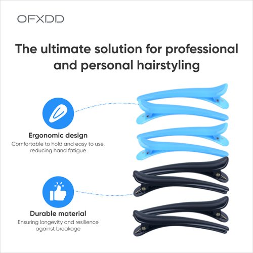 Hair Clips for Styling Sectioning 6 Pcs - Alligator Hair Clips for Women - Duck Billed Hair Clips, Plastic - Salon Hair Cutting Clips, 3.15″ Long