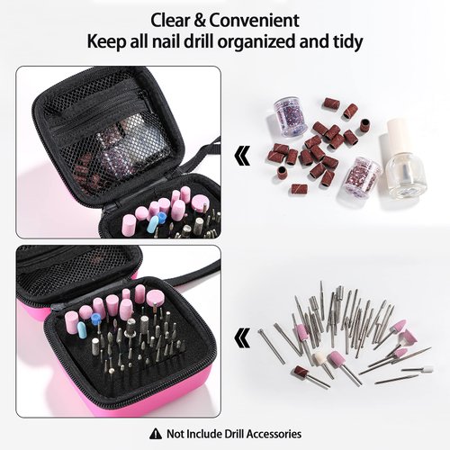 Oneleaf Nail Drill Bits Holder, Kit Organizer Storage Case Displayer Container, Waterproof Portable Organizer Bag, Efile Nail Bits Professional Nail File Bits Manicure Tools-Only Case