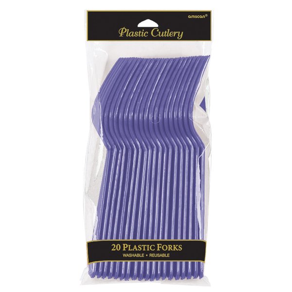 Elegant New Purple Plastic Fork (Pack Of 20) - Eco-Friendly, Durable & Eye-catching, Perfect For Parties & Events