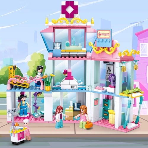 Sluban Friends Hospital Building Sets for Girls 6-12, City Physical Examination Center Playset with 5 Minifigures, Compatible with Lego Friends, Christmas Thanksgiving Day Gifts for Kis Ages 8-12