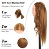ZOMOI Mannequin Head with 80% Real Human Hair 26''-28"Cosmetology Mannequin Doll Head to Practice Hair Styles Hairdresser Practice Braiding Head(27# Light Brown)