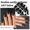 Lifextol 240PC Black Almond Press on Nails Medium Fake Nails Press ons, False Acrylic Nails Press on Nails Almond Glue on Nails Artificial Nail Tips Fingernails Stick on Nails with Glue&Adhesive Tabs