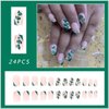 St. Patrick's Day Shamrock Press on Nails Short Square, Full Cover French Tip with Nail Glitter False Nails Irish Press on Artificial Coffin Glue on Nails Stick on Nails for Women and Girls 24Pcs